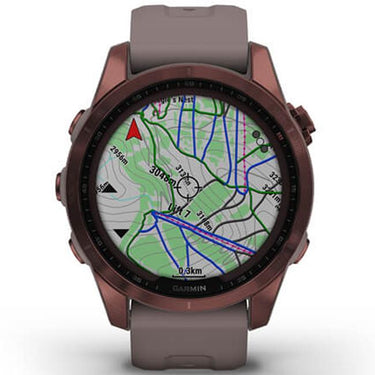 Garmin Fenix 7S Sapphire Solar Smartwatch - Dark Bronze Titanium with Shale Gray Band