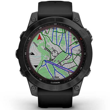 Garmin Fenix 7 Sapphire Solar Smartwatch - Black DLC Titanium with Black Band