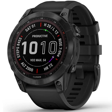 Garmin Fenix 7 Sapphire Solar Smartwatch - Black DLC Titanium with Black Band