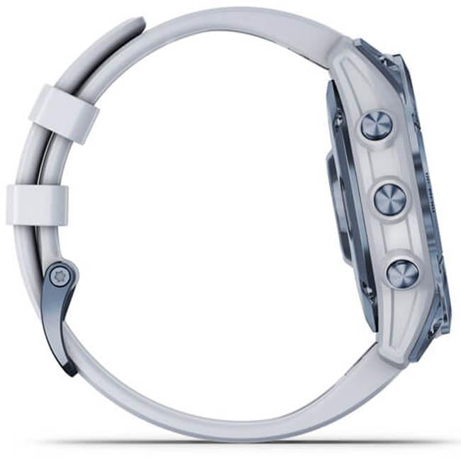 Garmin Fenix 7 Sapphire Solar Smartwatch - Mineral Blue DLC Titanium, Whitestone Band