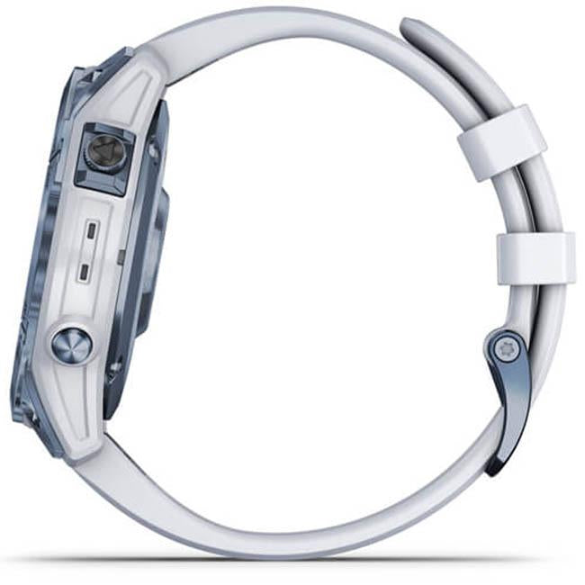 Garmin Fenix 7 Sapphire Solar Smartwatch - Mineral Blue DLC Titanium, Whitestone Band
