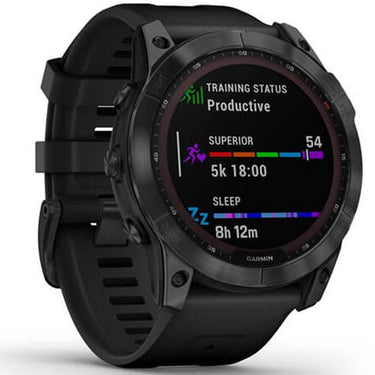 Garmin Fenix 7X Sapphire Solar Smartwatch - Black DLC Titanium with Black Band