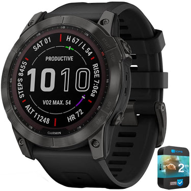 Garmin Fenix 7X Sapphire Solar Smartwatch Carbon w/ Black Band + 2 Year Warranty