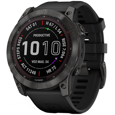 Garmin Fenix 7X Sapphire Solar Smartwatch Carbon w/ Black Band + 2 Year Warranty
