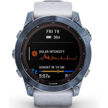 Garmin Fenix 7X Sapphire Solar Smartwatch Blue w/ White Band + 2 Year Warranty