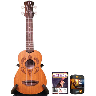 Luna Honu Tribal Turtle Soprano Ukulele Pack + 2 Year Extended Warranty Bundle