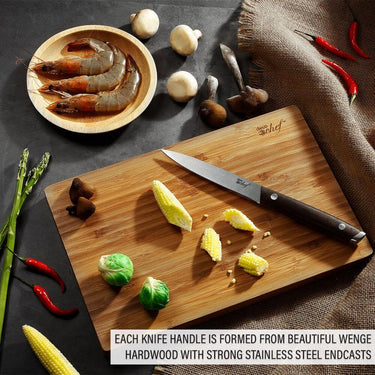 Deco Chef 16pc Stainless Steel Knife Set and Cutting Board Bundle with Kitchen Essentials