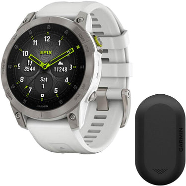 Garmin epix Gen 2 Active Smartwatch (White) Bundle with Varia RVR315 Rearview Radar