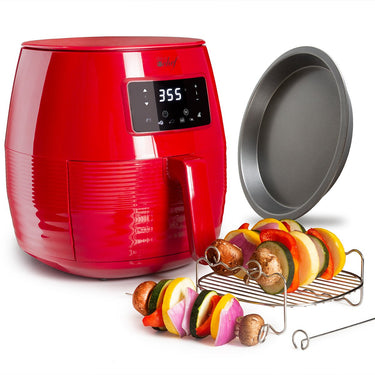 Deco Chef Digital 5.8QT Electric Air Fryer, Healthier/Faster Cooking - Red (Refurbished)