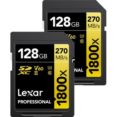 Lexar Professional 1800x SDXC UHS-II Card GOLD Series 128GB 2-Pack