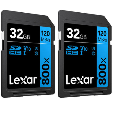 Lexar 32GB High-Performance 800x UHS-I SDHC Memory Card (BLUE Series, 2-Pack)