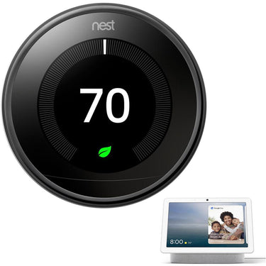 Google Nest 3rd Generation Learning Thermostat Mirror Black + Hub Max Chalk