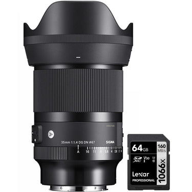 Sigma 35mm F1.4 DG DN Art Lens For Sony E-Mount Mirrorless Cameras + 64GB Card