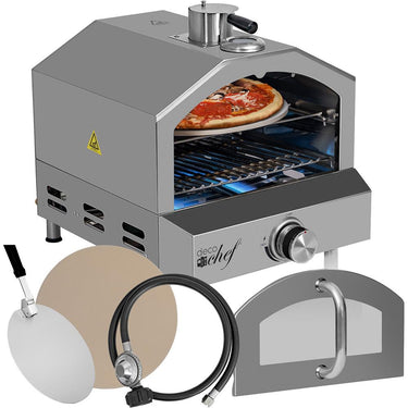 Deco Chef 2-in-1 Propane Gas Pizza Oven & Grill w/ Pizza Stone; Peel; Rack - Open Box