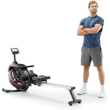 Marcy NS-6023RW Indoor Water Resistance Rowing Machine + Massage Gun Bundle
