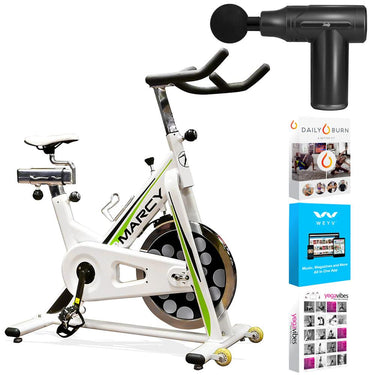 Marcy NSP-122 Deluxe Club Revolution Cycle - White/Green + Massage Gun Bundle