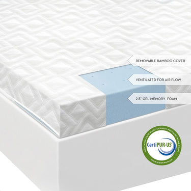 Malouf Isolus 2.5 Inch Gel Memory Foam Mattress Topper King w/ Mattress Protector