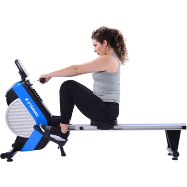 Stamina 35-1409 DT Plus Magnetic/Air Resistance Rowing Machine + Massage Gun Bundle