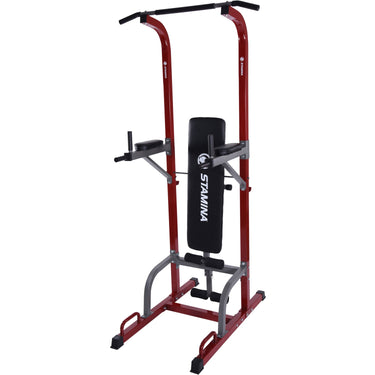 Stamina 50-1735 Full Body Power Tower with Upholstered Bench + Massage Gun Bundle