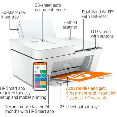 Hewlett Packard DeskJet 4155e All-in-One Printer, White (26Q90A#B1H)