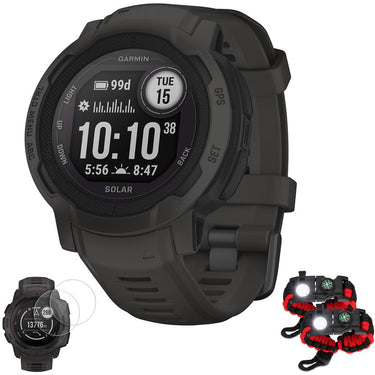 Garmin Instinct 2 Solar Smartwatch, Graphite + Accessories Bundle