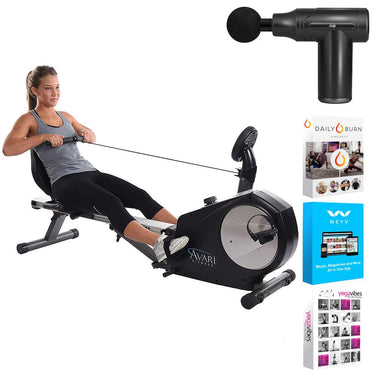 Stamina Avari A150-335 Conversion II Rower/Recumbent Bike, Black + Massage Gun Bundle