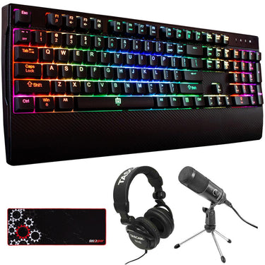 Deco Gear Mechanical Gaming Keyboard, RGB Back Lighting, Black w/ Microphone Bundle