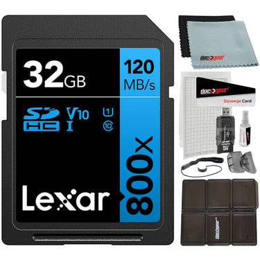 Lexar 32GB High-Performance 800x UHS-I SDHC Memory Card BLUE with Reader Bundle