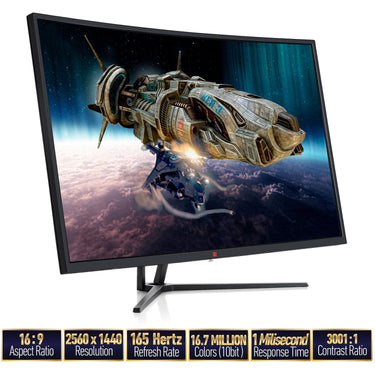 Deco Gear 39" Curved Gaming Monitor, 2560x1440, 1ms MPRT, 165 Hz, 4000:1, HDR 400, 3-Pack