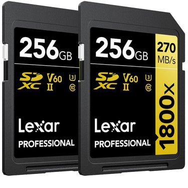 Lexar Professional 1800x SDXC UHS-II Card GOLD Series 256GB - (2-Pack)