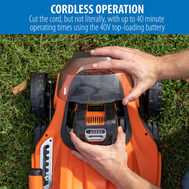 Deco Home Cordless Rechargeable Lawn Care Bundle, 40V 16" Lawn Mower and 20V Leaf Blower