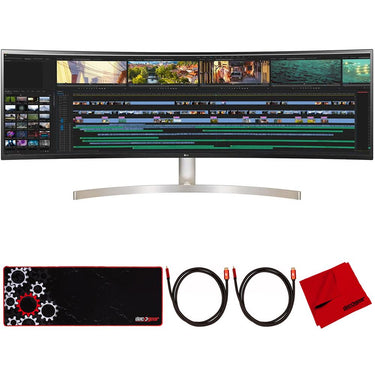 LG 49" 32:9 UltraWide Dual QHD IPS HDR 10 Curved LED Monitor + Accessories Bundle