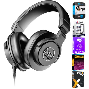 512 Audio Over-Ear Studio Monitor Headphones for Recording with Warranty Bundle