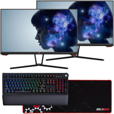 Deco Gear 25" Dual Gaming Monitors, 1080P FHD, 144Hz Bundle with Keyboard and Mousepad