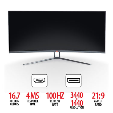 Deco Gear 35" Curved Ultrawide LED Gaming Monitor 3440x1440 21:9 100Hz - Refurbished