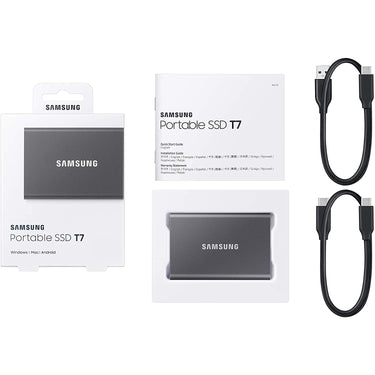 Samsung Portable SSD T7 USB 3.2 2TB, Gray - MU-PC2T0T/AM