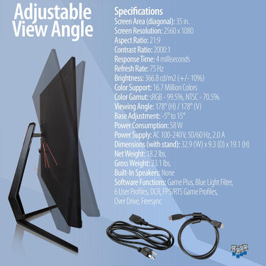 Deco Gear 35" Curved Ultrawide LED Gaming Monitor Full HD Display Refurbished