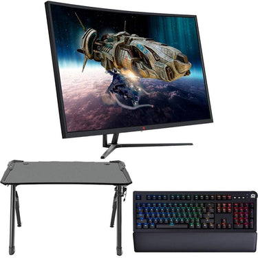 Deco Gear 39" Curved Gaming Monitor, 2560x1440, 165 Hz Bundle with Desk and Keyboard