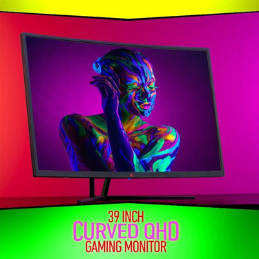 Deco Gear 39" Curved Gaming Monitor, 2560x1440, 165 Hz Bundle with Desk and Keyboard