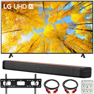 LG UQ7590PUB 75 Inch HDR 4K UHD Smart TV with Deco Home Soundbar Bundle