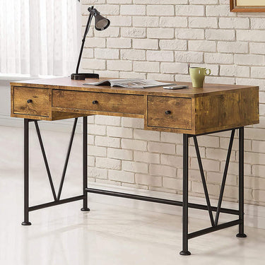 Coaster Furniture Analiese 3-Drawer Writing Desk, Antique Nutmeg/Black