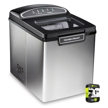 Hamilton Beach Countertop Ice Maker Stainless Steel + 1 Year Extended Warranty