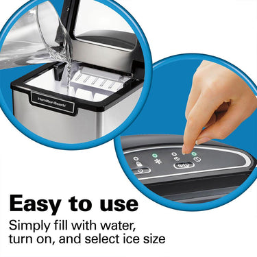 Hamilton Beach Countertop Ice Maker Stainless Steel + 1 Year Extended Warranty