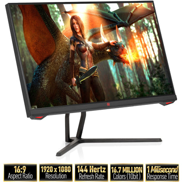 Deco Gear 25" Gaming Monitor, 1080p, IPS AdaptiveSync, 144Hz, 1ms, 99% sRGB - Refurbished