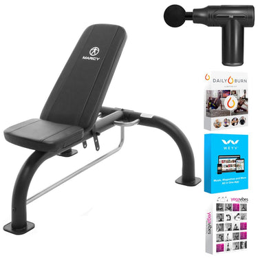 Marcy SB-10900 Multipurpose Utility Adjustable Weight Bench w/ Massage Gun Bundle