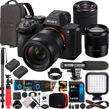 Sony a7 IV Full Frame Mirrorless Camera + FE 35mm F1.8 + 28-70mm 2 Lens Kit Bundle