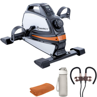 Marcy Portable Magnetic-Mini Cycle, Compact Cardio Exerciser + Wireless Sport Earbuds