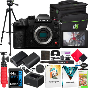 Panasonic LUMIX GH6 Mirrorless Micro Four Thirds Camera Body 25.2MP 4K DC-GH6BODY Bundle