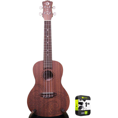 Luna Tattoo Concert Mahogany Ukulele w/ Gig Bag Satin Natural + 1 Year Warranty