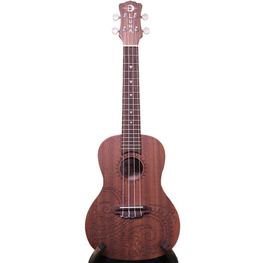 Luna Tattoo Concert Mahogany Ukulele w/ Gig Bag Satin Natural + Equipment Bundle